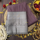 Vriksham Deep Wine With Silver Veldhaari Rich Silver Border Kanchi Silk Saree-VS4774